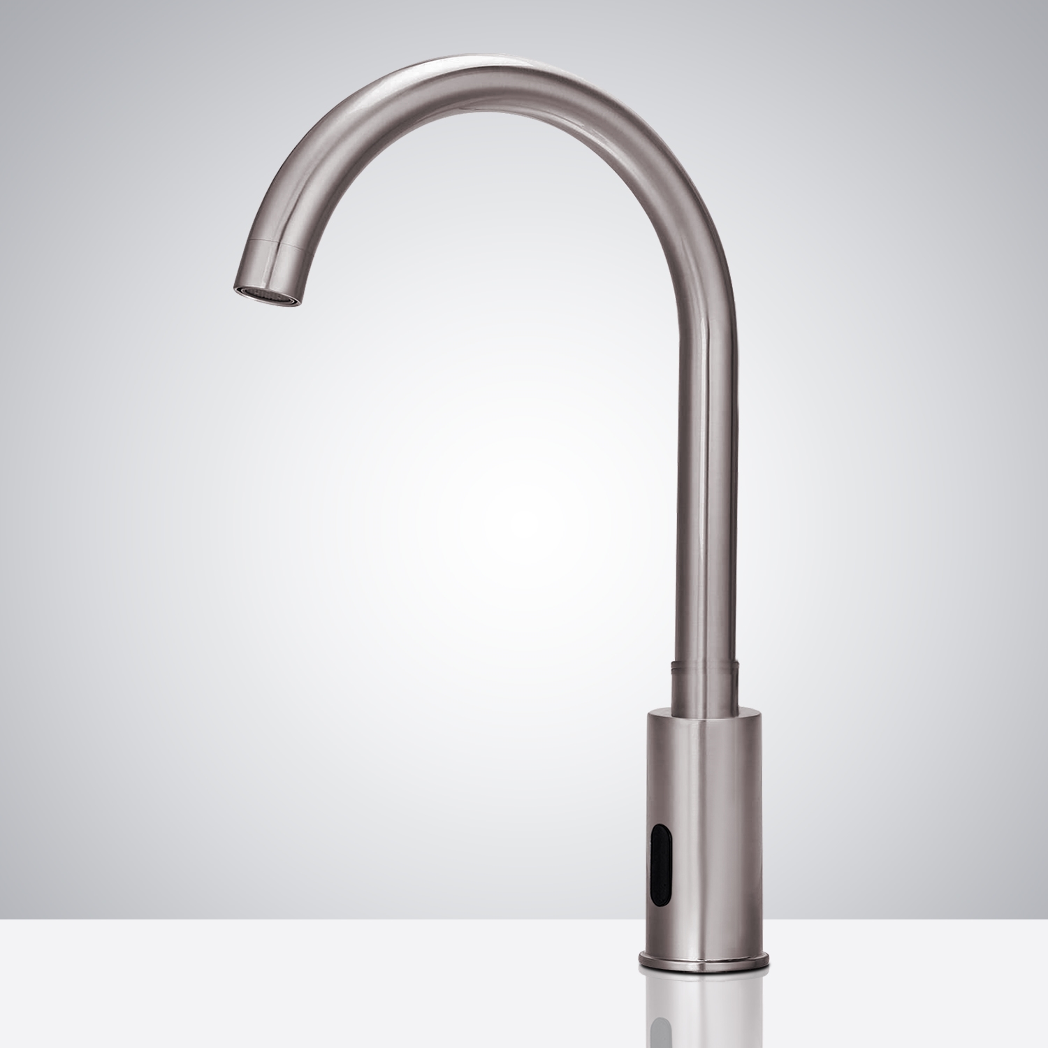BathSelect Wella Goose Neck Brushed Nickel Automatic Commercial Sensor Faucet - (Also Available In Oil Rubbed Bronze Or Gold Tone)